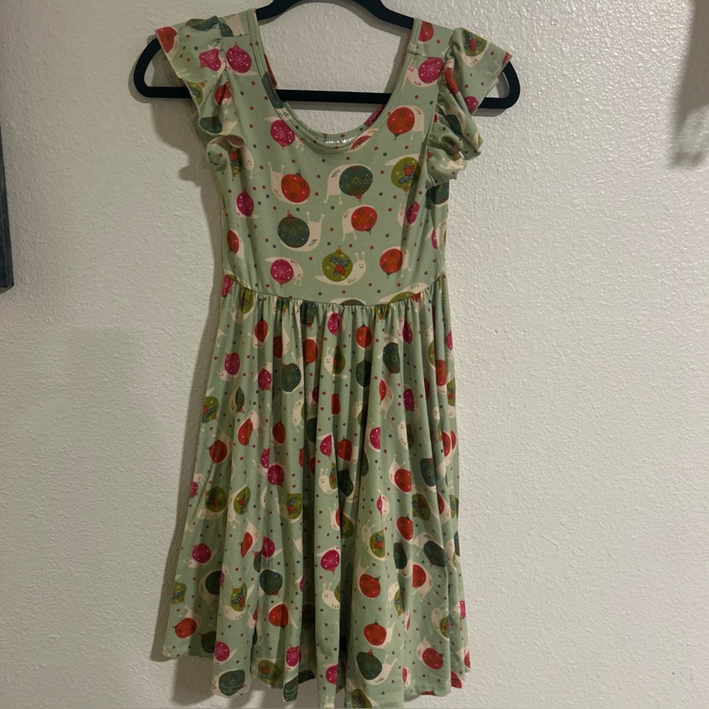 Dot Dot SmileChristmas Flutter Sleeve Dress Size 8/10! Mint Ornament Snails